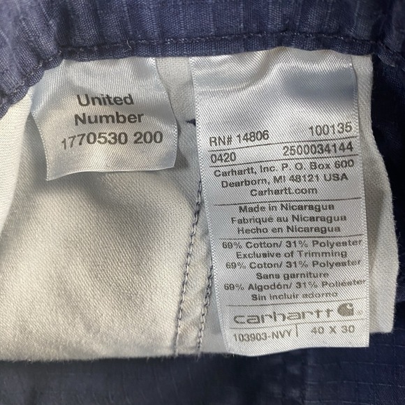 Carhartt Pants Mens 40x30 Blue Broxton Loose Fit Cargo Pockets Workwear‎ Read - Picture 8 of 8